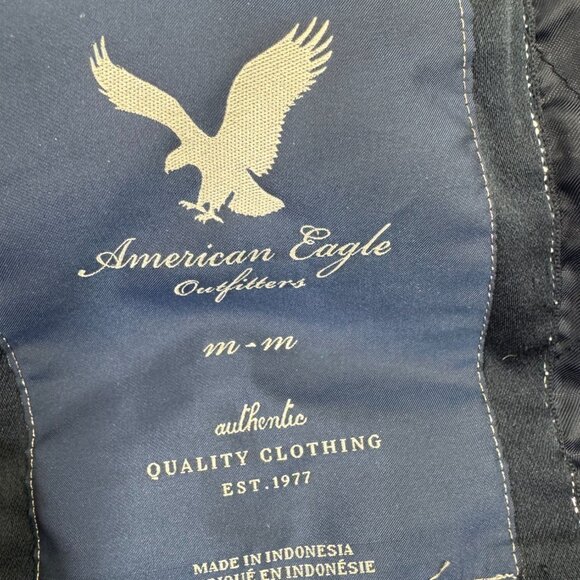 American Eagle Pea Coat Women's Medium M Peacoat Belted Charcoal Gray Wool - Picture 4 of 9